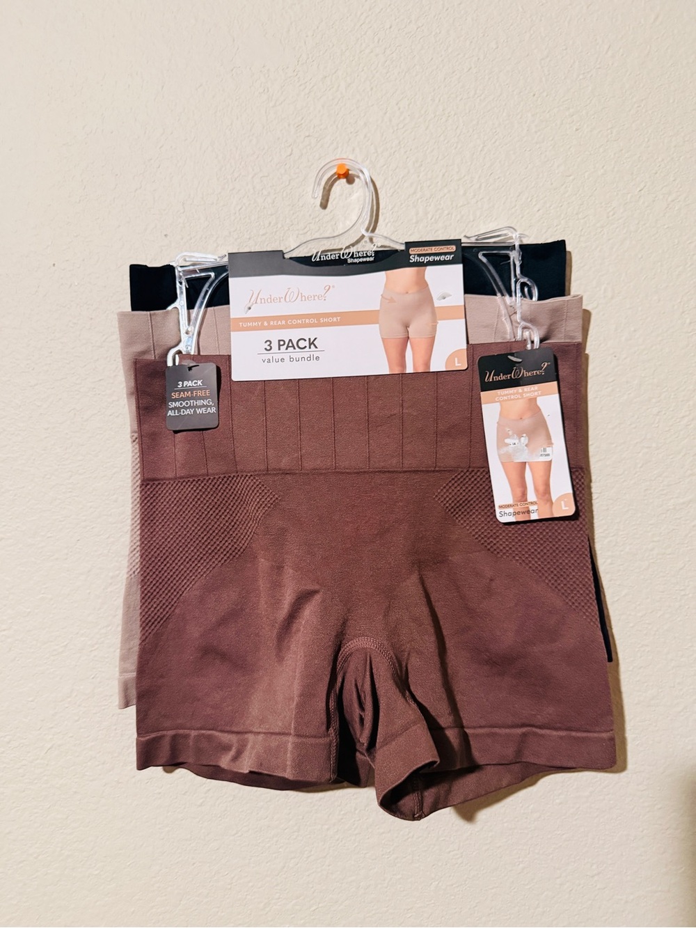 Women’s 3-Pack Seamless Shaping Shorts - Brown, Tan, Black